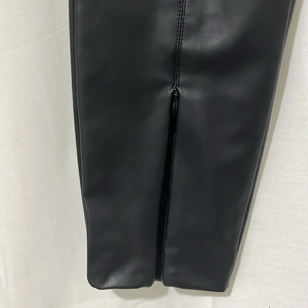 Zara Used Faux Leather Black Leggings